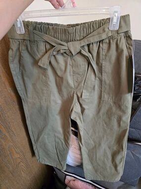 Olive Green Tie-Waist Casual Pants